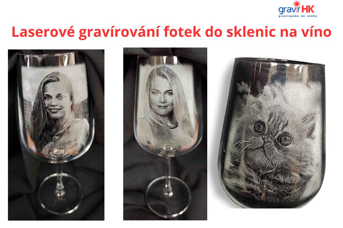 Laserové gravírování fotky na sklenici na víno