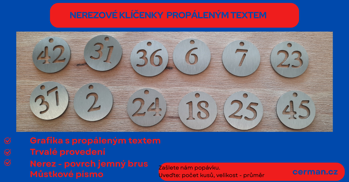 Nerezová klíčenka s propáleným textem