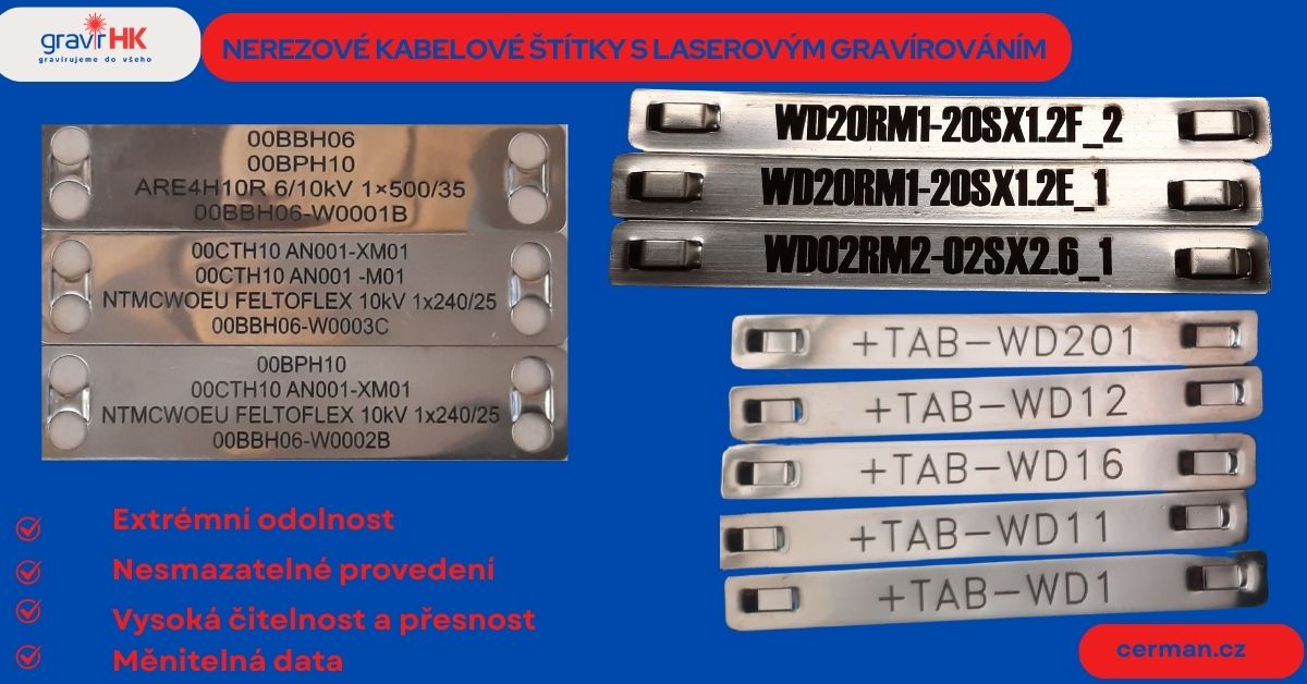 Nerezový kabelový štítek s laserovým gravírováním