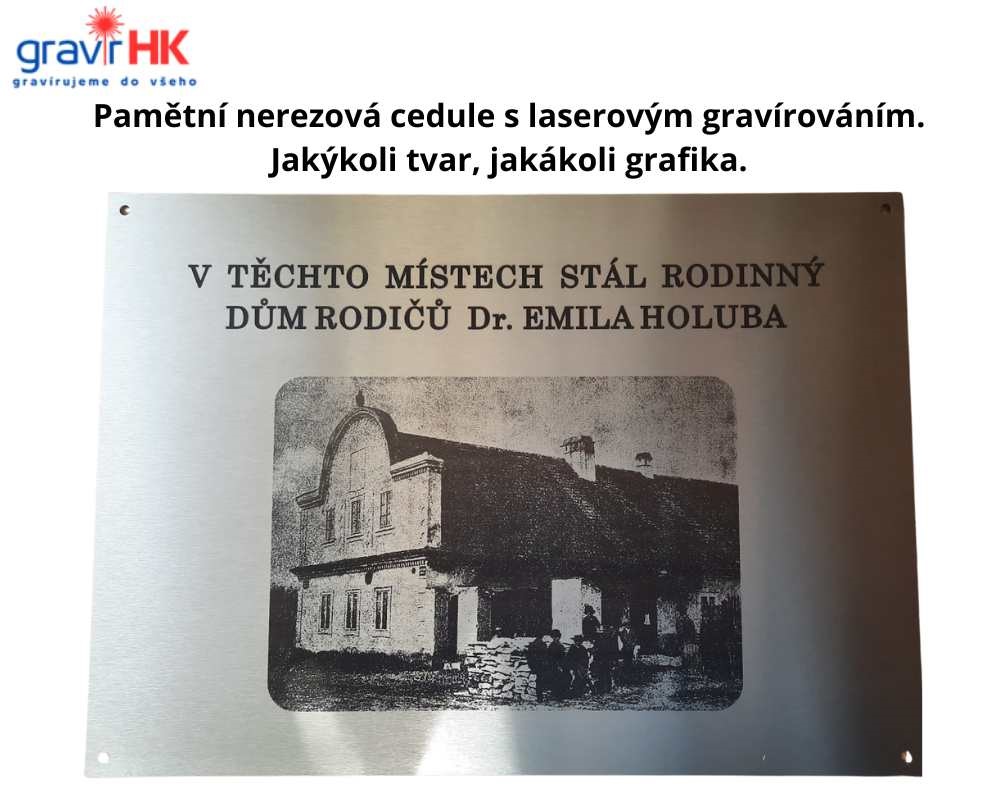 Pamětní nerezová cedule s gravírovanou fotkou, gravírování do nerezu.