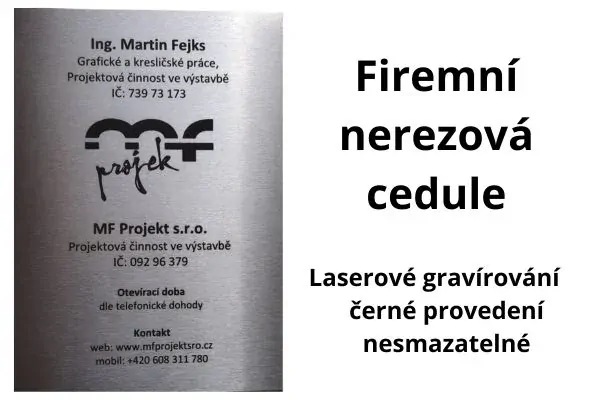 Nerezová firemní cedule s gravírováním - velikost A7