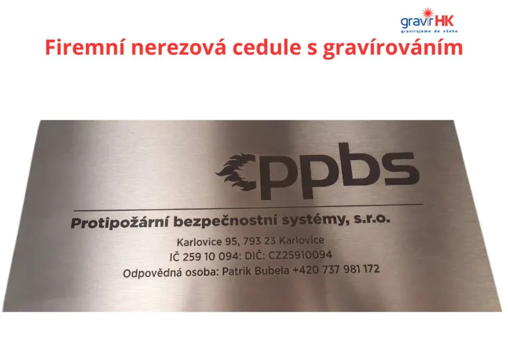 Nerezová firemní cedule s gravírováním - velikost A7
