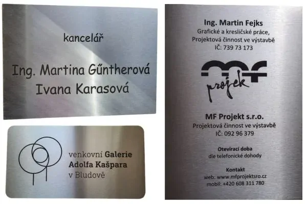 Nerezová firemní cedule s gravírováním - velikost A6