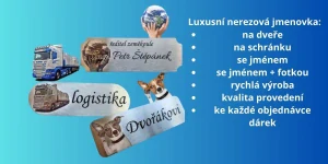 Nejhezčí nerezová jmenovka s textem či fotkou. Upevnění ŠROUBY.