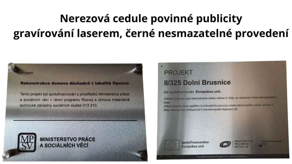 Nerezová cedule povinné publicity