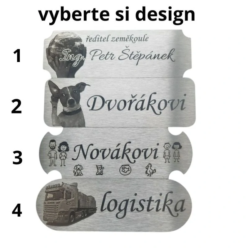 Nejhezčí nerezová jmenovka s textem či fotkou. Upevnění - PŘILEPENÍ 3M páskou.