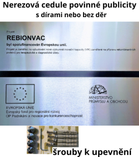 Nerezová cedule povinné publicity
