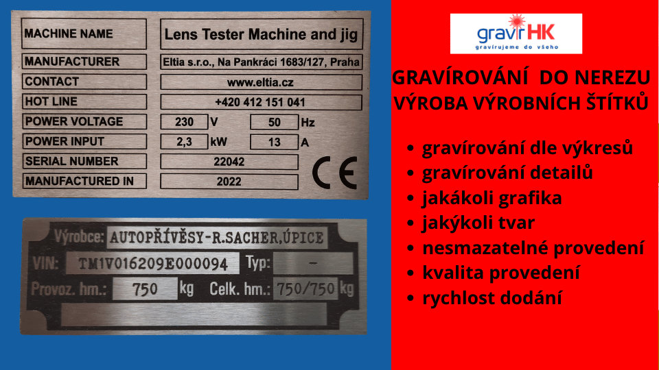 gravírování do kovu, gravírování do nerezu, výroba štítků