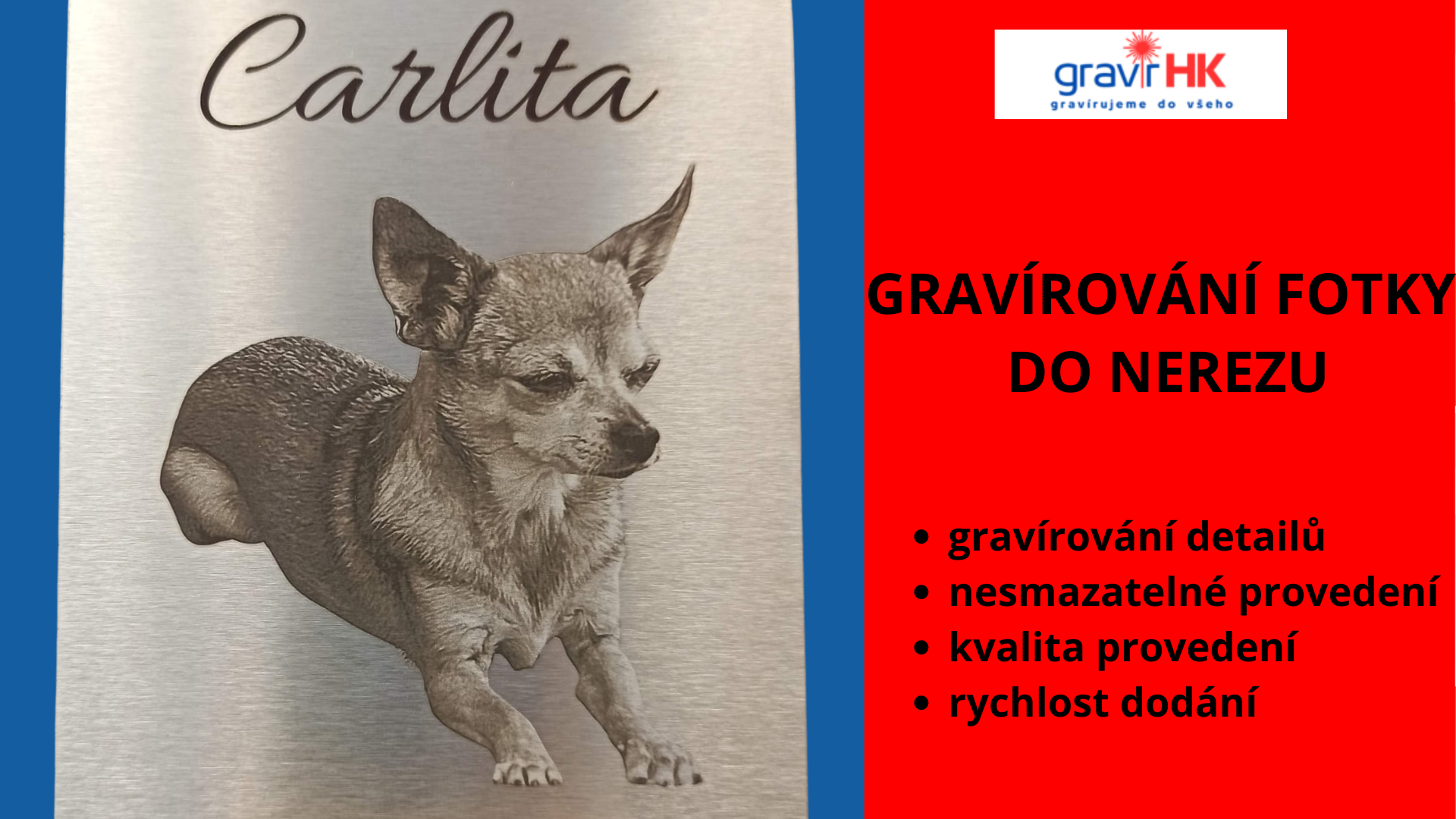 Gravírování fotky do nerezu, gravírování do kovu