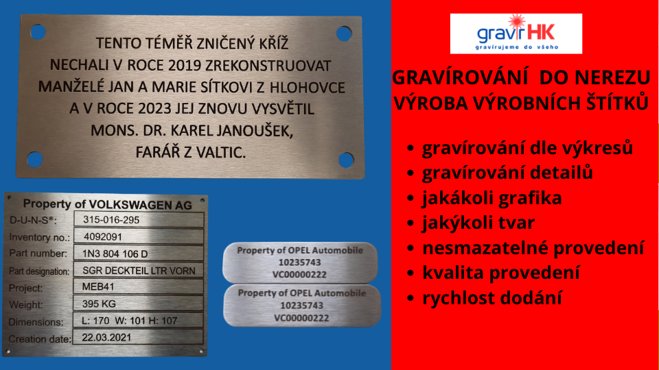 výroba nerezových štítke