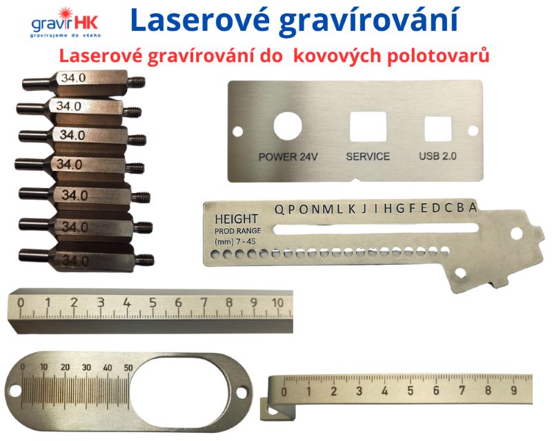 Laserové gravírování do polotovarů, měrky na různé typy.